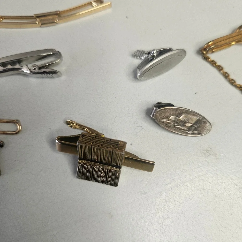 Vintage Mens Cufflinks Tie Clip Lapel Pin Lot Gold Silver Tone Formal Jewelry